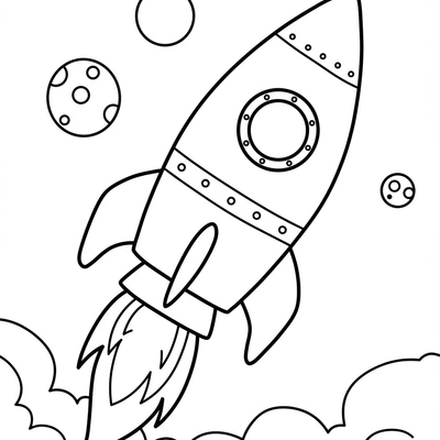 A coloring page for the Toddler Rocket Ship category