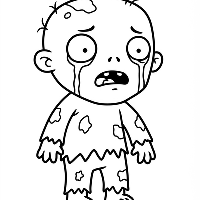 A coloring page for the Toddler Zombie category