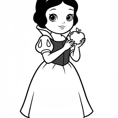 A coloring page for the Toddler Snow White category