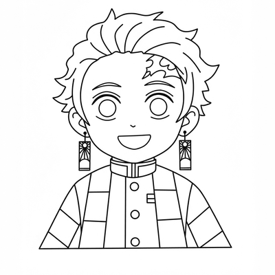 A coloring page for the Toddler Tanjiro Face category