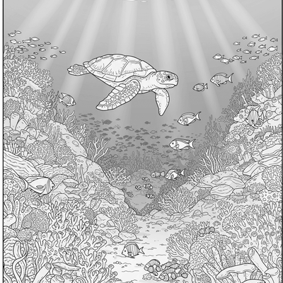 A coloring page for the Coral Reef Wonders category