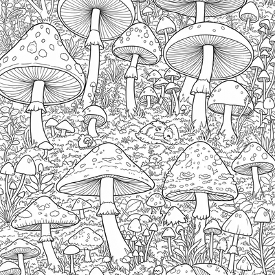 A coloring page for the Mushrooms & Toadstools category