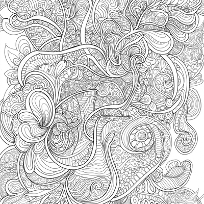 A coloring page for the Zentangle Abstract Flow category
