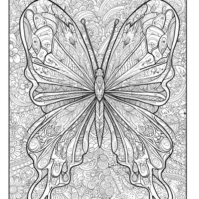 A coloring page for the Zentangle Butterfly Wings category