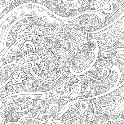 A coloring page for the Zentangle Ocean Waves category