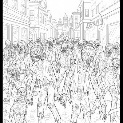 A coloring page for the Zombie Horde Advance category