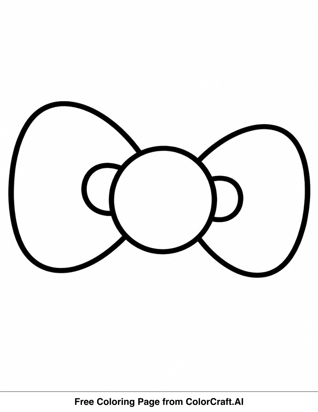 Line drawing of a large, simple Hello Kitty bow, ready for coloring.