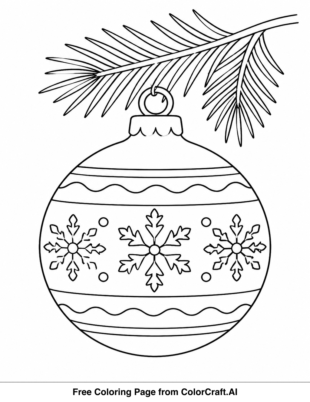 Line drawing of a display featuring many different shapes and styles of Christmas ornaments.