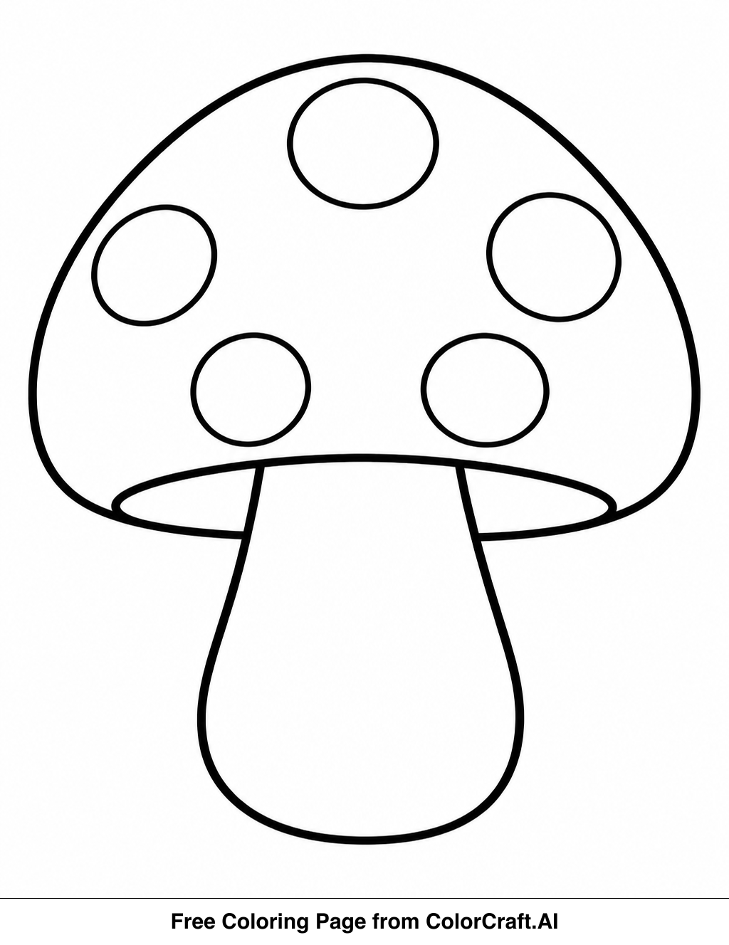 Simple line drawing outline of a single mushroom, ready for coloring.