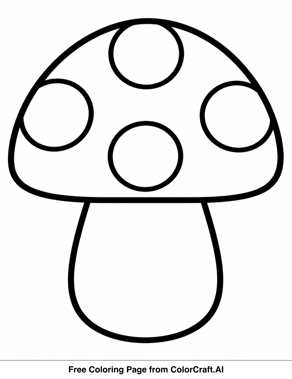 Line drawing of a friendly mushroom with a door and windows, perfect for coloring.
