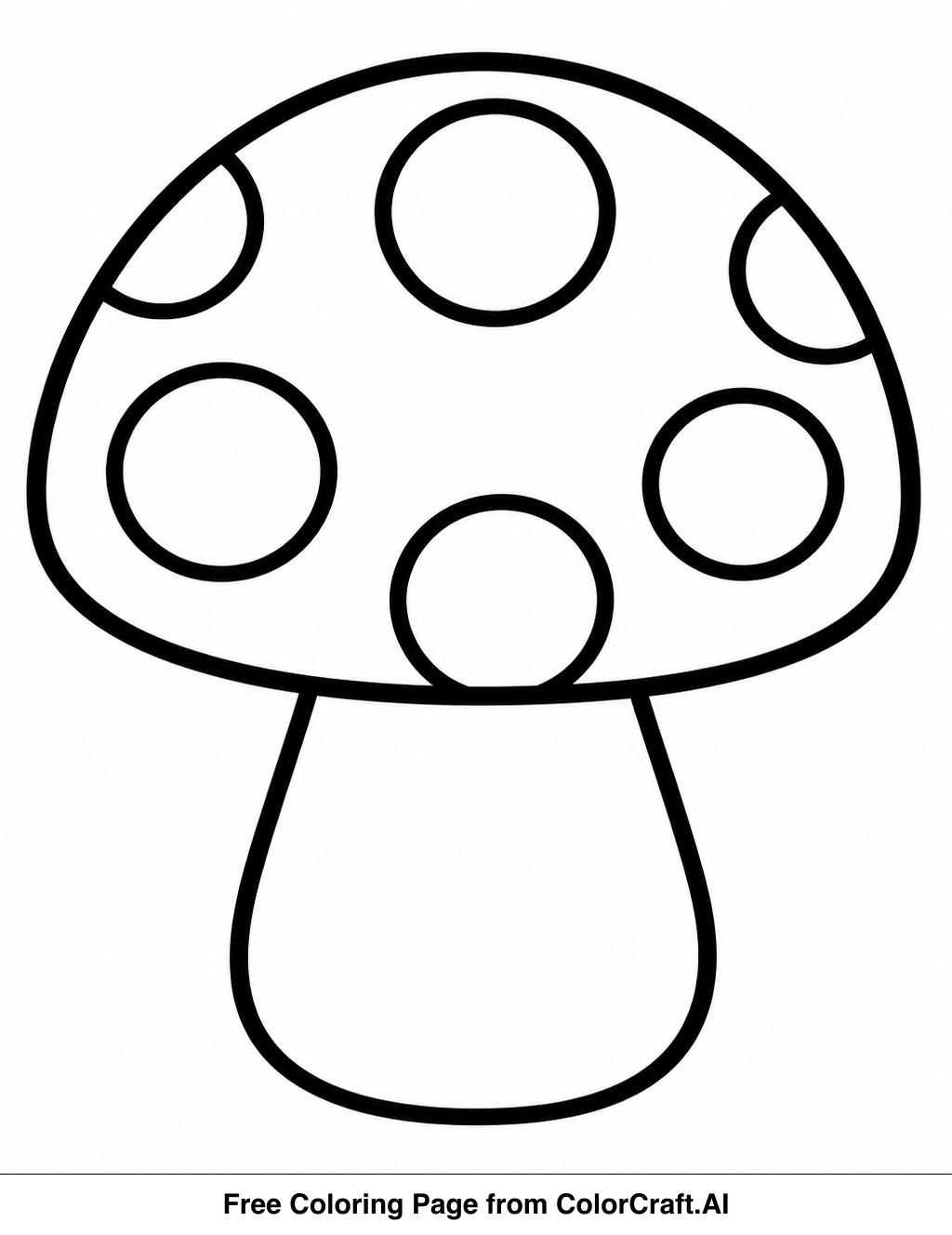 Line drawing of a whimsical toadstool with a door and window, ready for coloring.