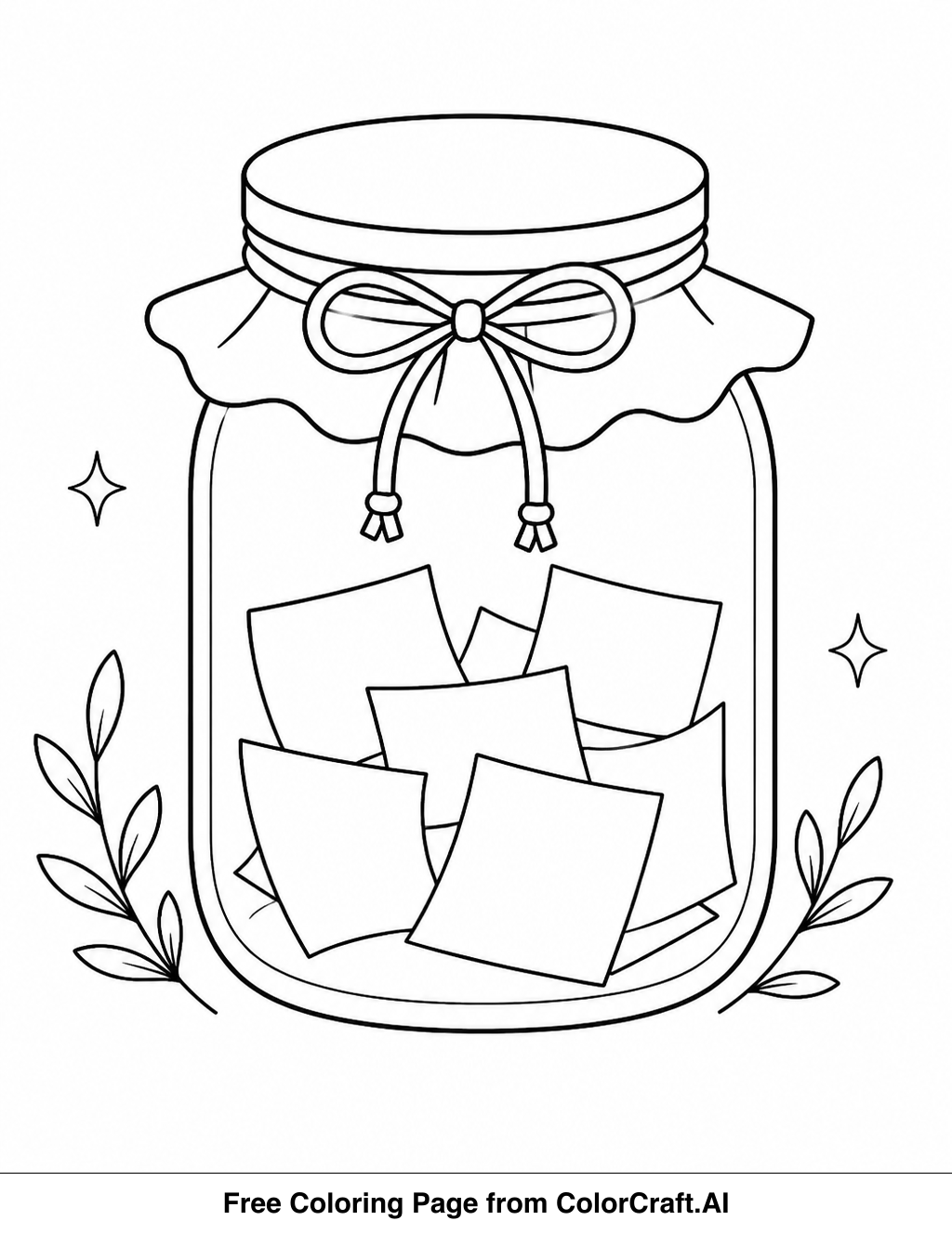 Line drawing of an empty jar with a lid, ready to be filled with written memories for the new year.