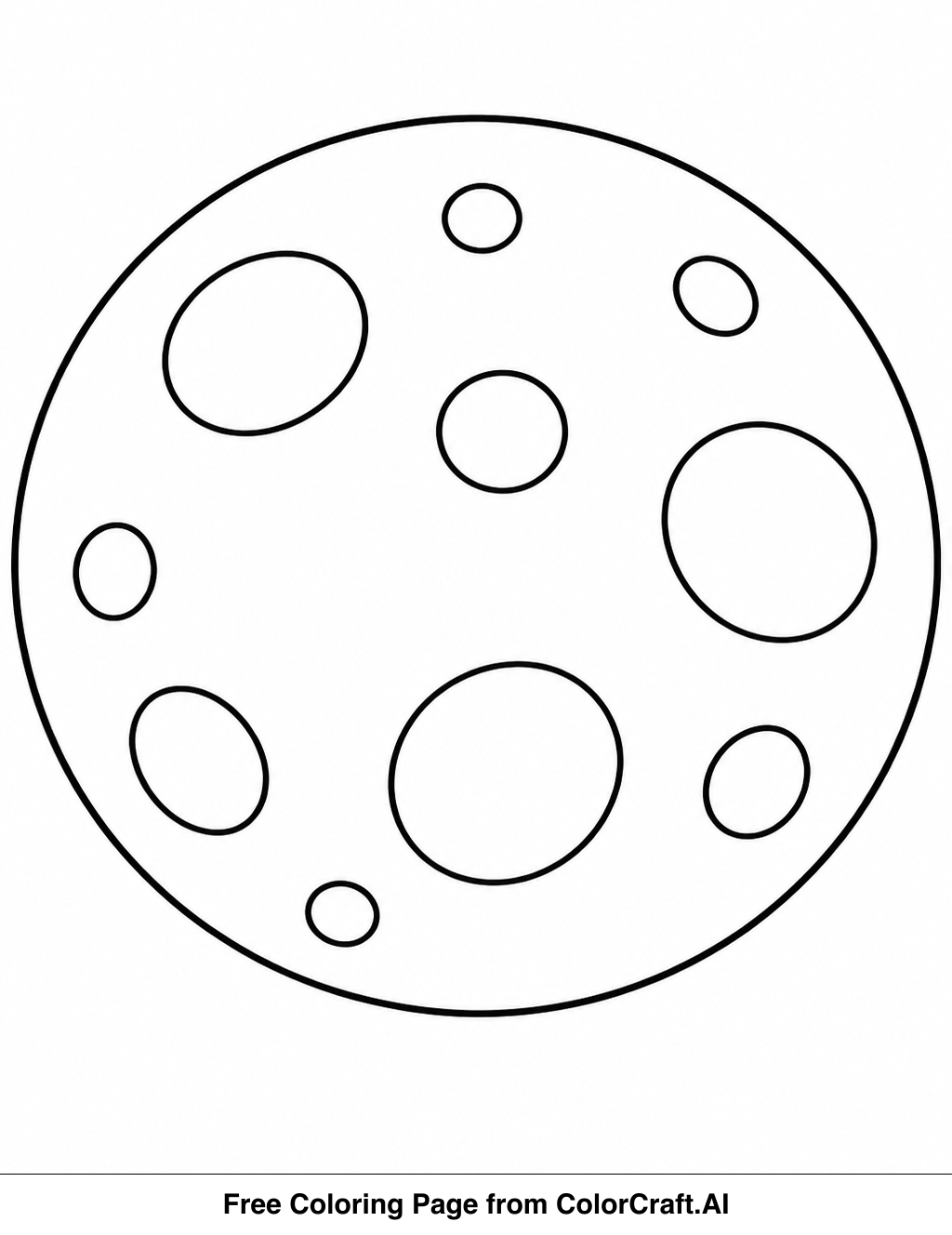 Line drawing of the moon's surface showing several craters of varying sizes.