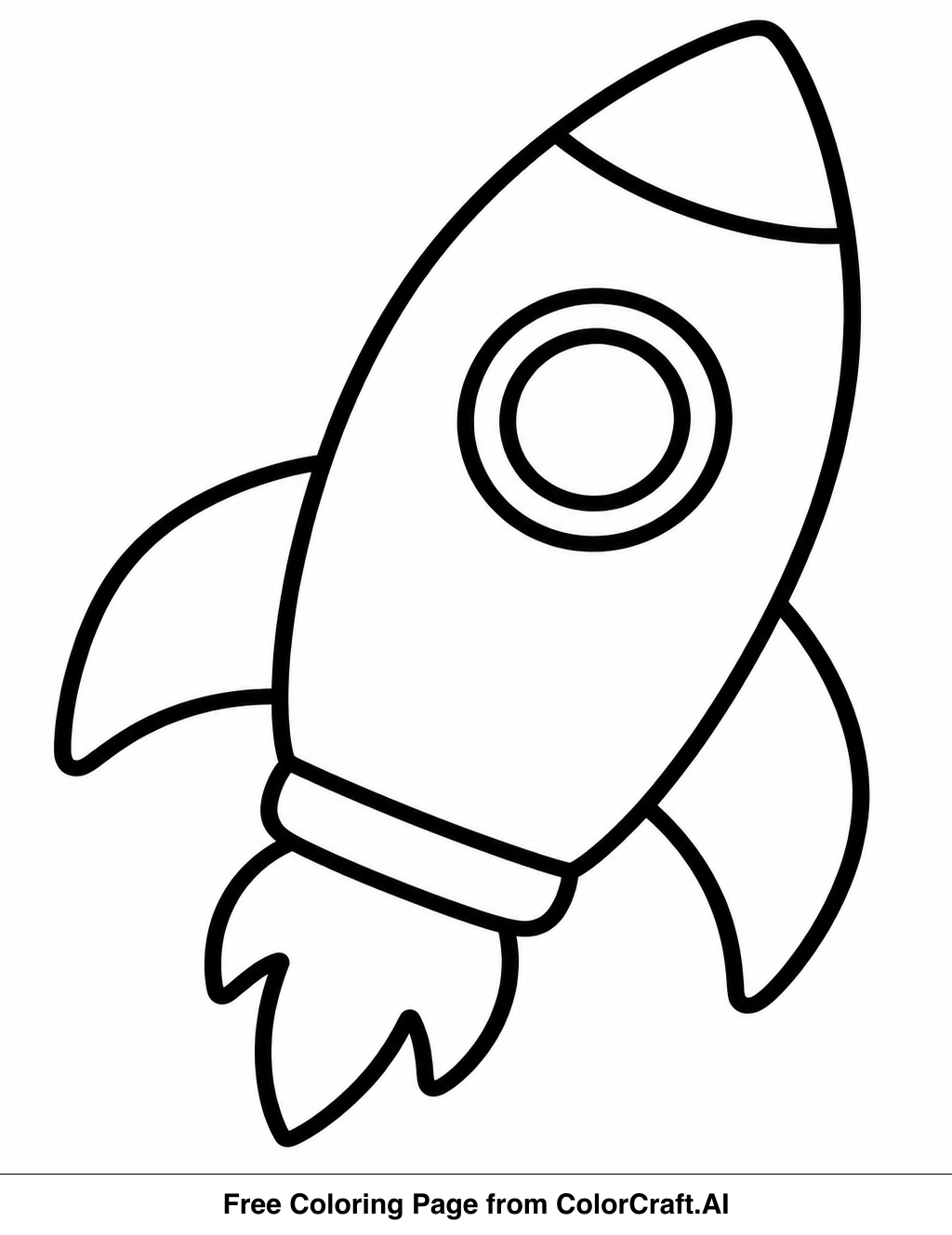 A simple line drawing of a rocket ship ready for space exploration, designed for easy coloring.