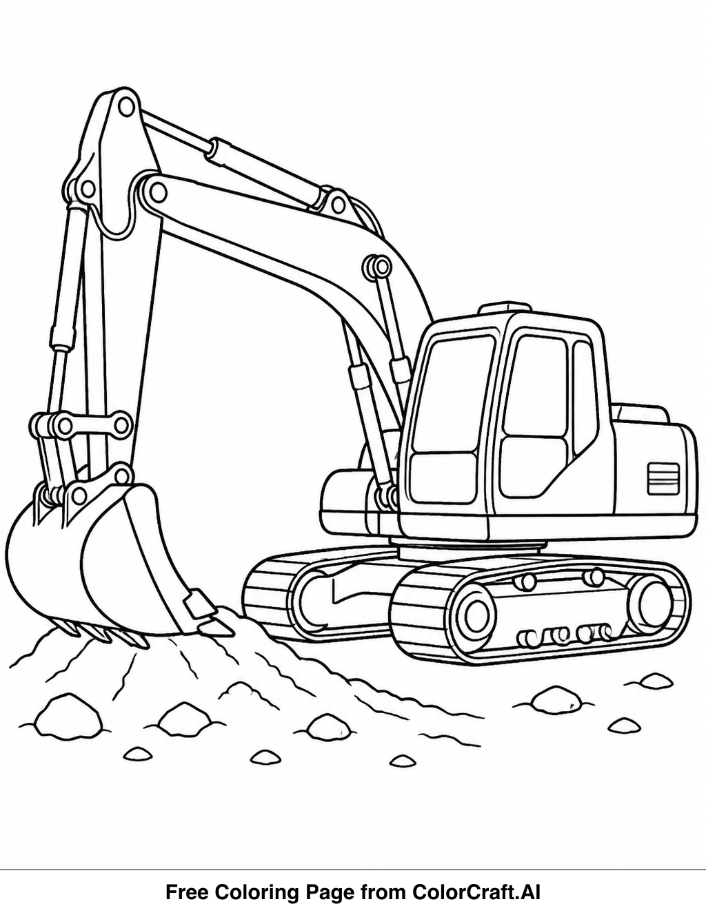 Line drawing of a construction site with a bulldozer, dump truck, and crane.